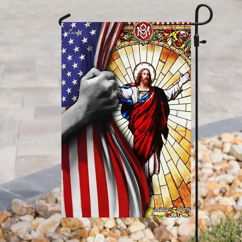 God Jesus Christian American House Flags, Christian Flag, Scripture Flag, Garden Banner