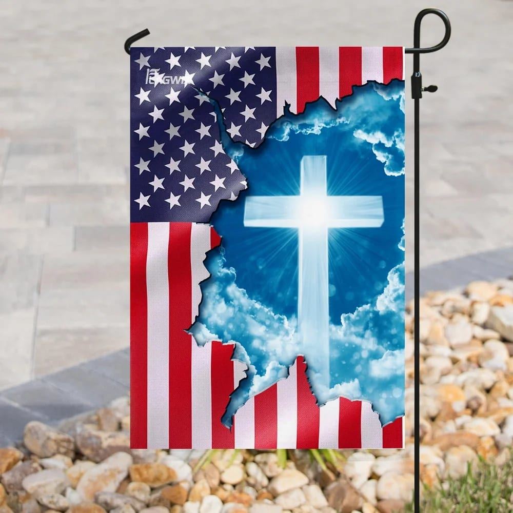 God Jesus Christian Cross American House Flags, Christian Flag, Scripture Flag, Garden Banner