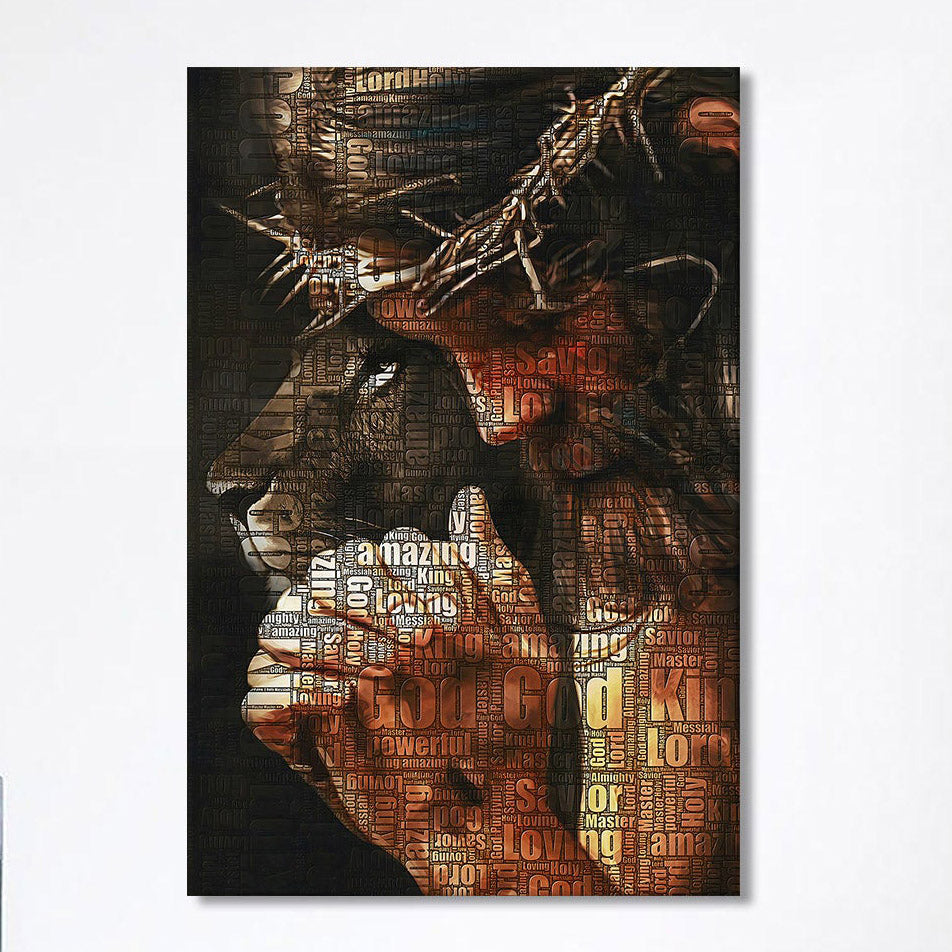 God King Loving Jesus & Lion Canvas Wall Art - Jesus Canvas Pictures - Christian Wall Art Canvas