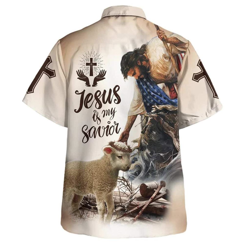 God Lamb Crown Of Thorn Jesus Is My Savior Hawaiian Shirt For Men, Christian Hawaiian Shirt, Gift For Christian