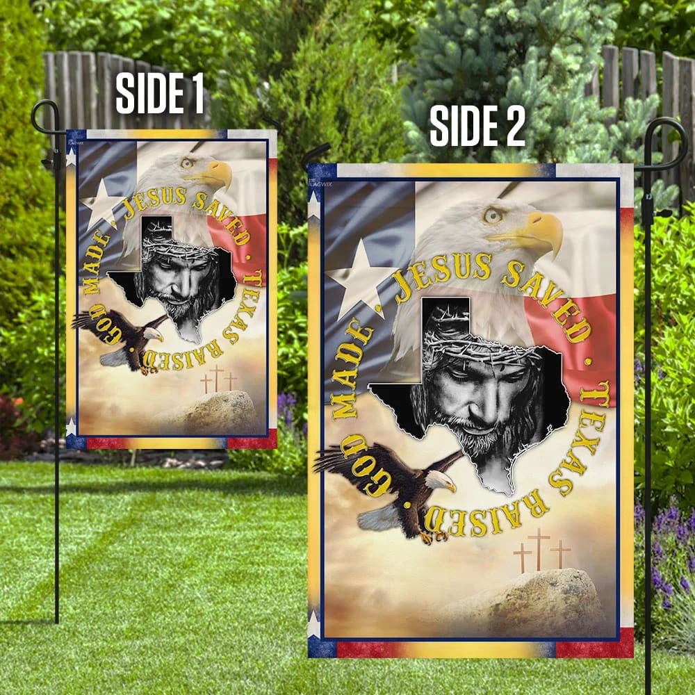 God Made Jesus Saved Texas Raised Flag, Outdoor Christian House Flag, Christian Flag, Scripture Flag, Garden Banner