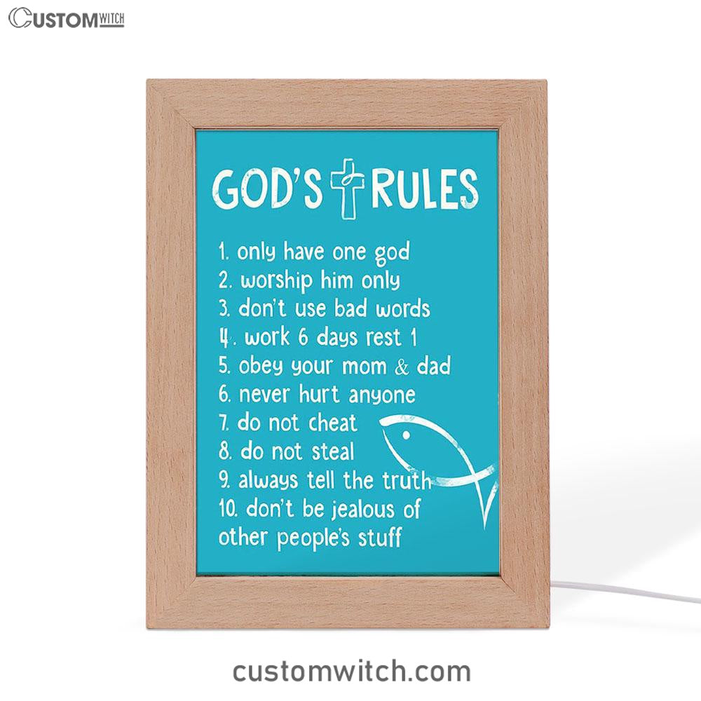 God's Rules Decor - Kids Bedroom Decor - Christian Night Light Decor