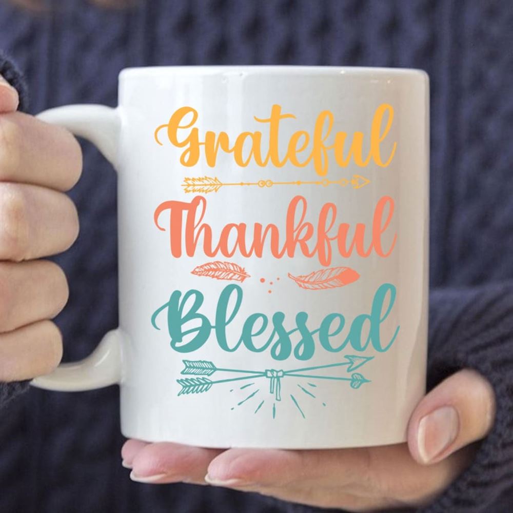 Grateful Thankful Blessed Mug, Christian Coffee Mugs, Christian Mug, Bible Mug, Faith Gift, Encouragement Gift