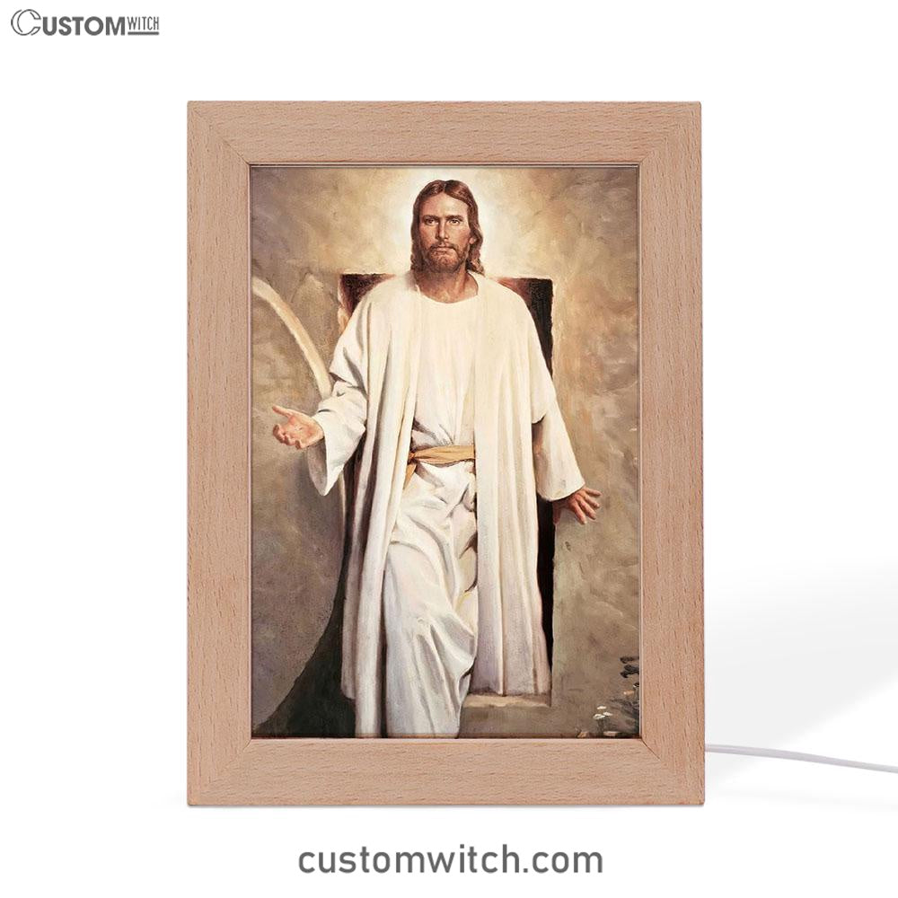 He Is Risen - White Jesus Picture 5 - Jesus Frame Lamp Art - Christian Art - Jesus Decor