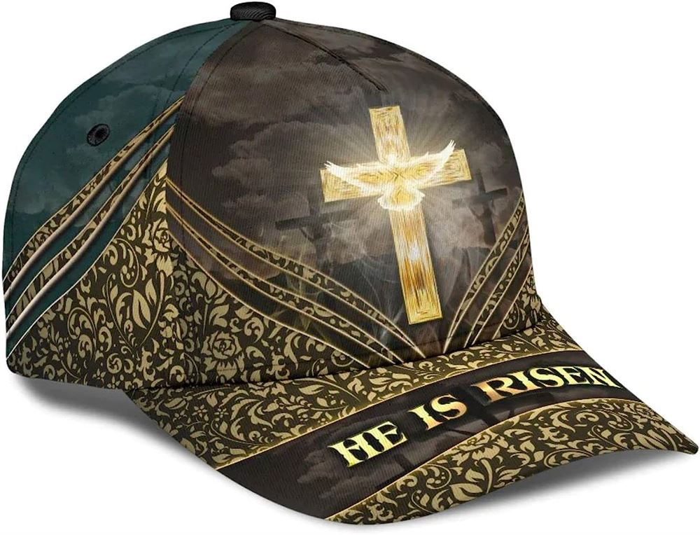 He Is Risen Cross All Over Print Baseball Cap, God Cap, Gift Ideas For Male