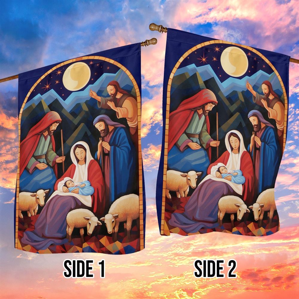 Holy Family Night Nativity A Celebration Of the Holy Birth Flag, Christian Christmas House Flag, Christmas Outdoor Decor Ideas