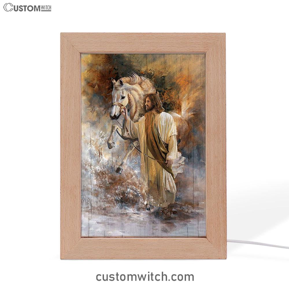 Horse And Jesus Christ Frame Lamp Art - Bible Verse Art - Christian Inspirational Decor