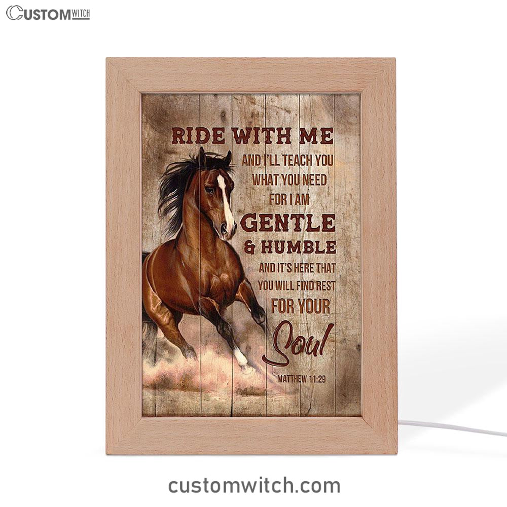 Horse Ride With Me Frame Lamp Art - Christian Night Light - Bible Verse Wooden Lamp