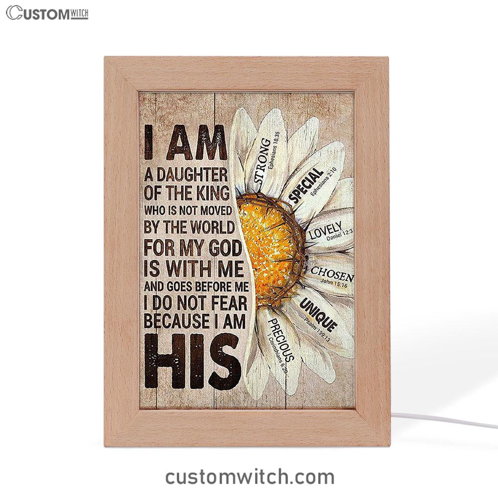 I Am Daughter Of The King Frame Lamp - Half Of Daisy Flower Frame Lamp Art - Christian Art - Bible Verse Art - Religious Home Decor