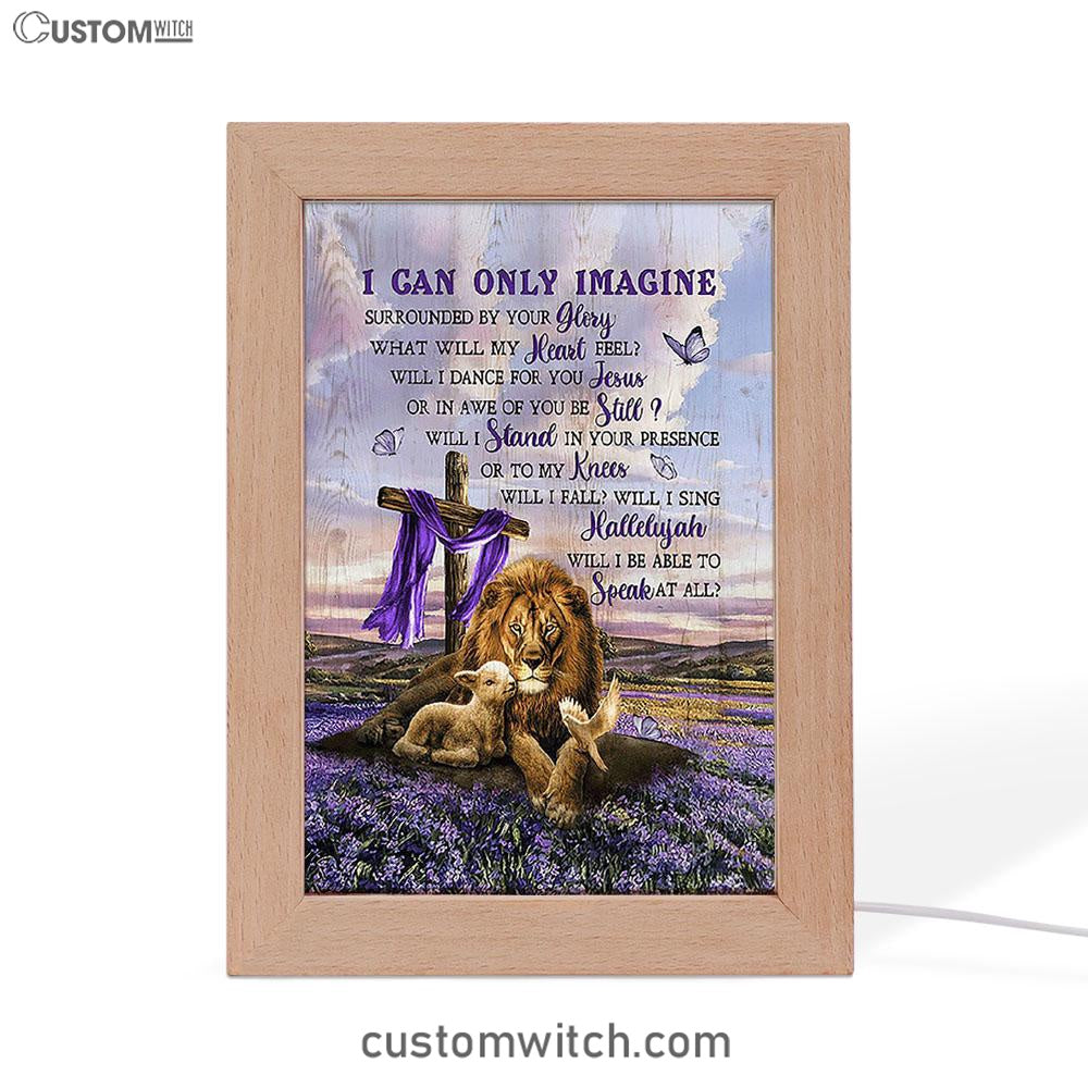 I Can Only Imagine Lavender Field Wooden Cross Frame Lamp - Christian Art - Religious Home Decor