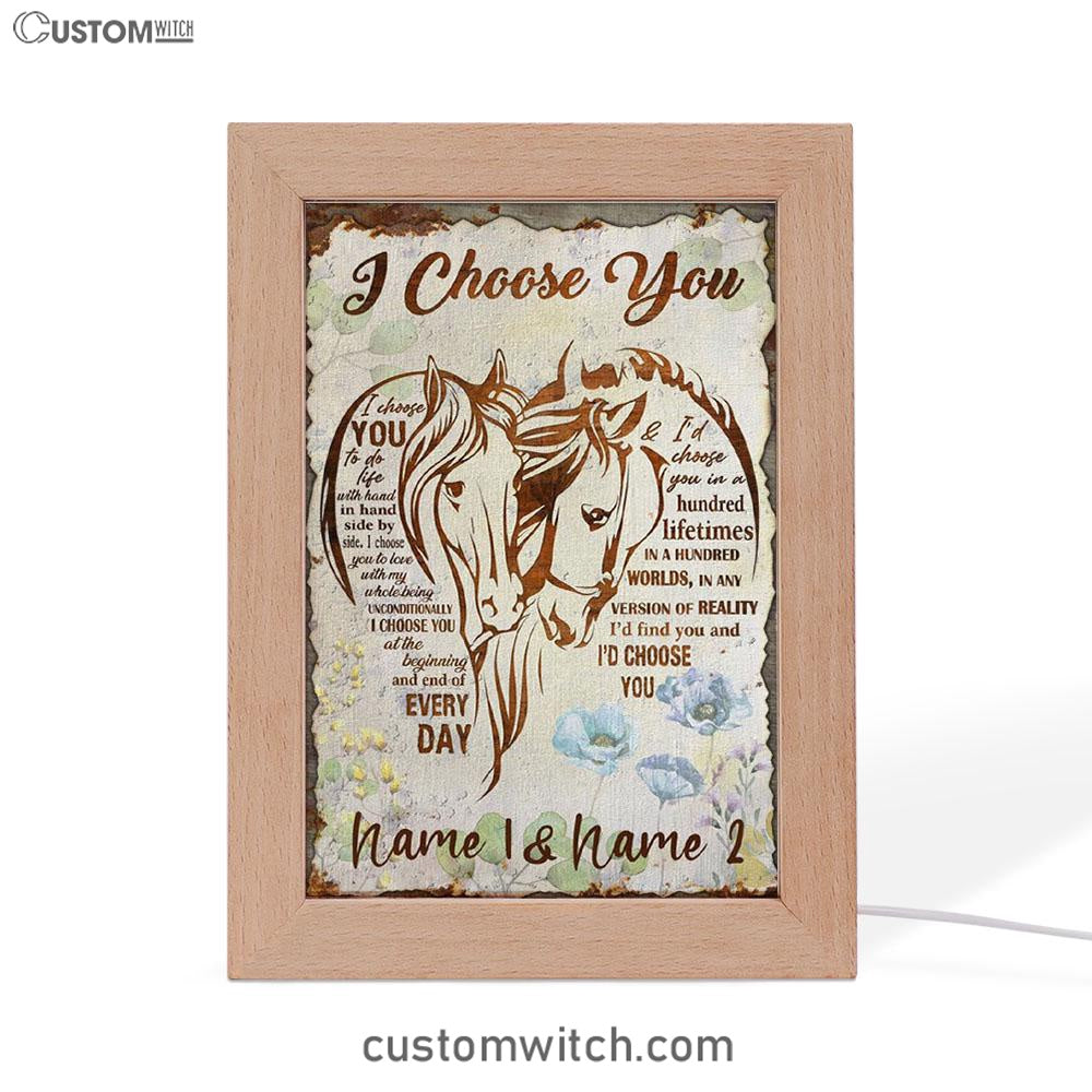 I Choose You Horse Couple Frame Lamp Art - Christian Art Decor - Religious Gifts Night Light