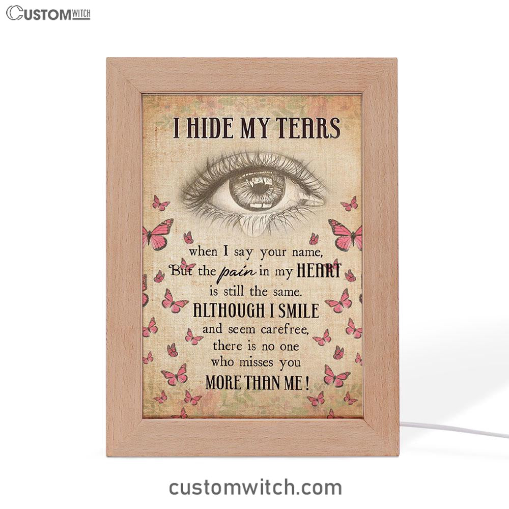 I Hide My Tears Flowers Eye Tear Butterfly Frame Lamp Art - Christian Art Decor - Religious Gifts Night Light