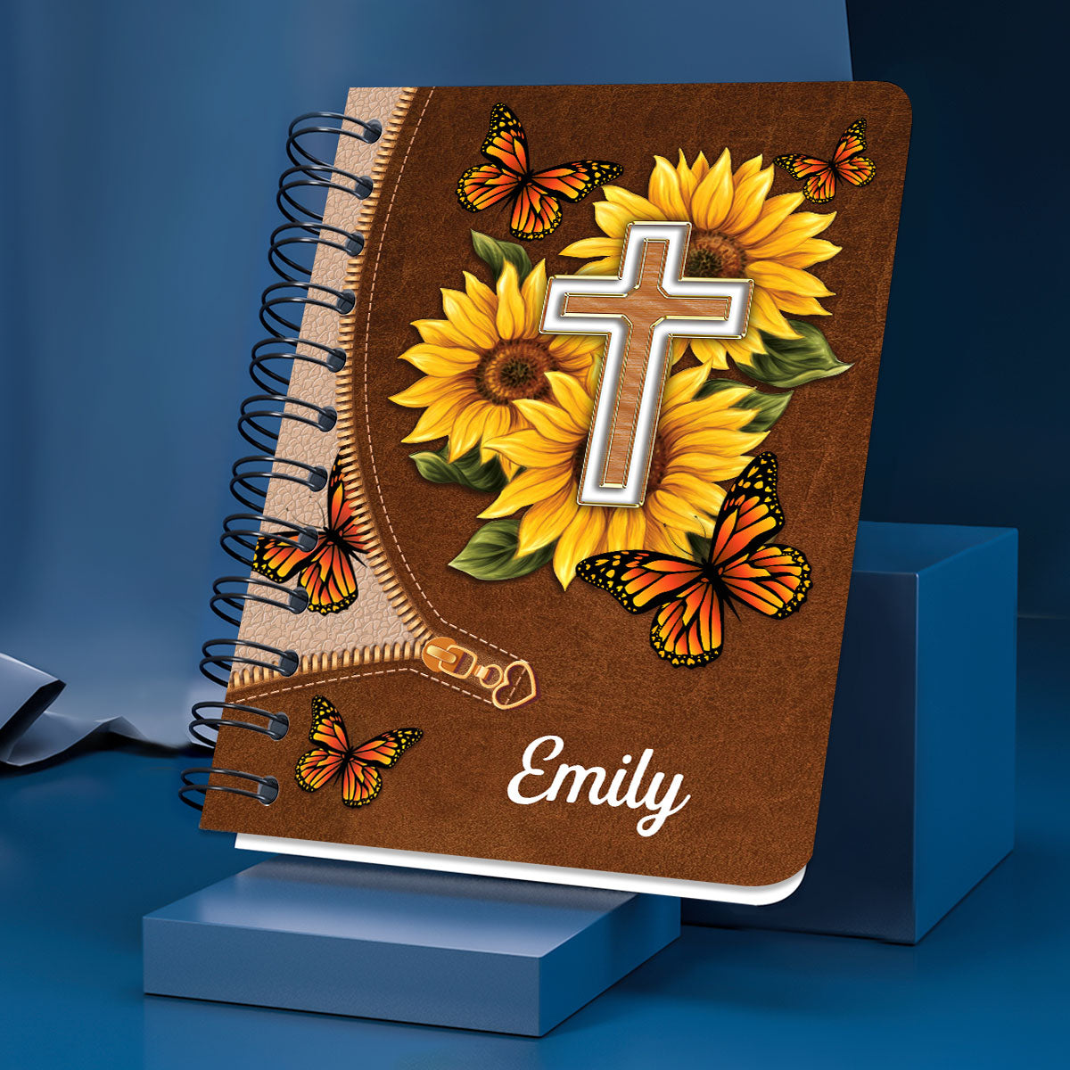 I Will Be Glad And Rejoice In You Personalized Sunflower Spiral Notebook, Christian Spiral Notebooks