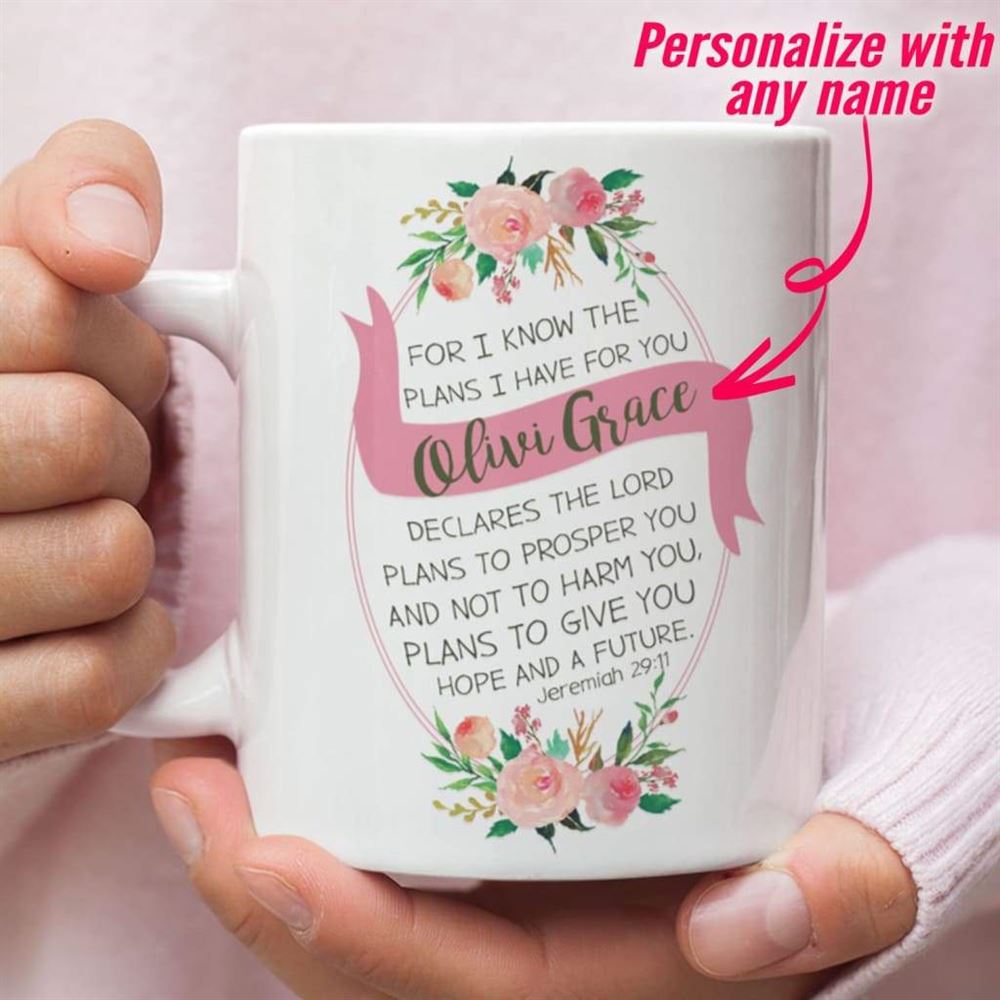 Jeremiah 2911 Personalized Name Coffee Mug Bible Verse Mugs, Christian Mug, Bible Mug, Faith Gift, Encouragement Gift