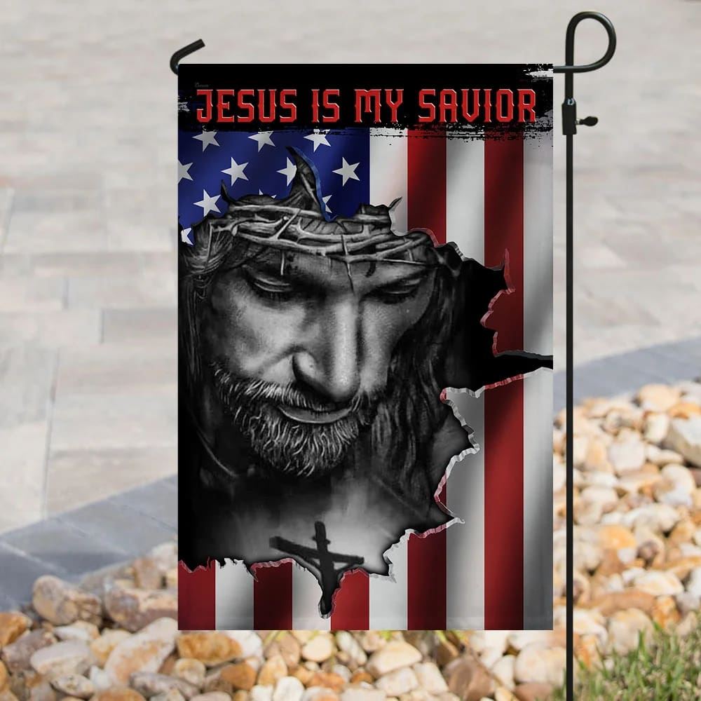 Jesus And American House Flags Jesus Is My Savior House Flags, Christian Flag, Scripture Flag, Garden Banner