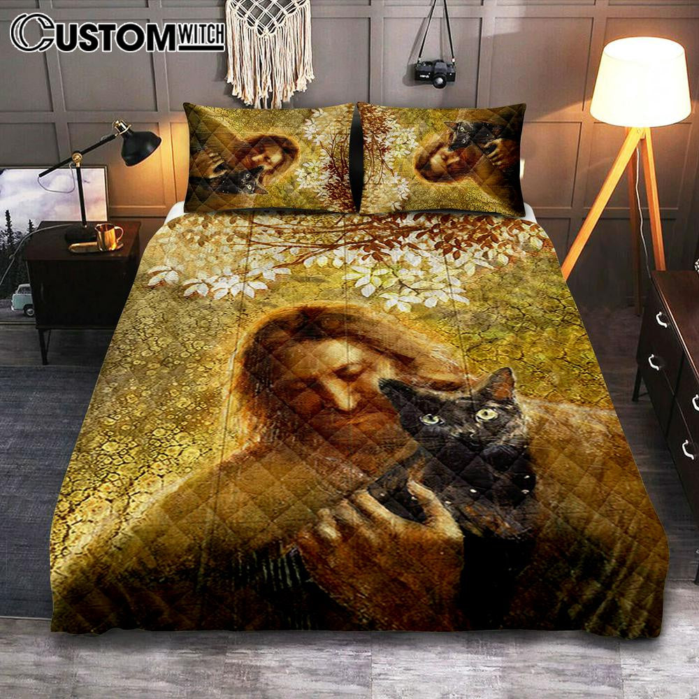 Ichthys Christian Pattern Print Bed Set Quilt