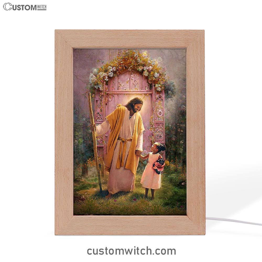 Jesus And Child Girl Frame Lamp Pictures - Jesus Art Prints - Jesus Art - Christian Home Decor