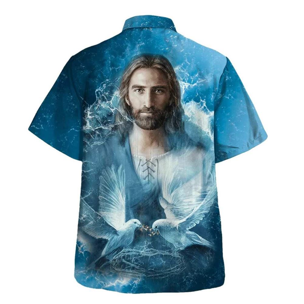Jesus And Dove Hawaiian Shirt For Men, Christian Hawaiian Shirt, Gift For Christian
