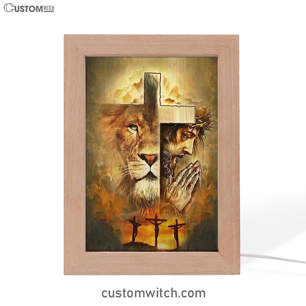 Jesus And Lion Frame Lamp Art - Jesus Frame Lamp Pictures - Christian Night Light