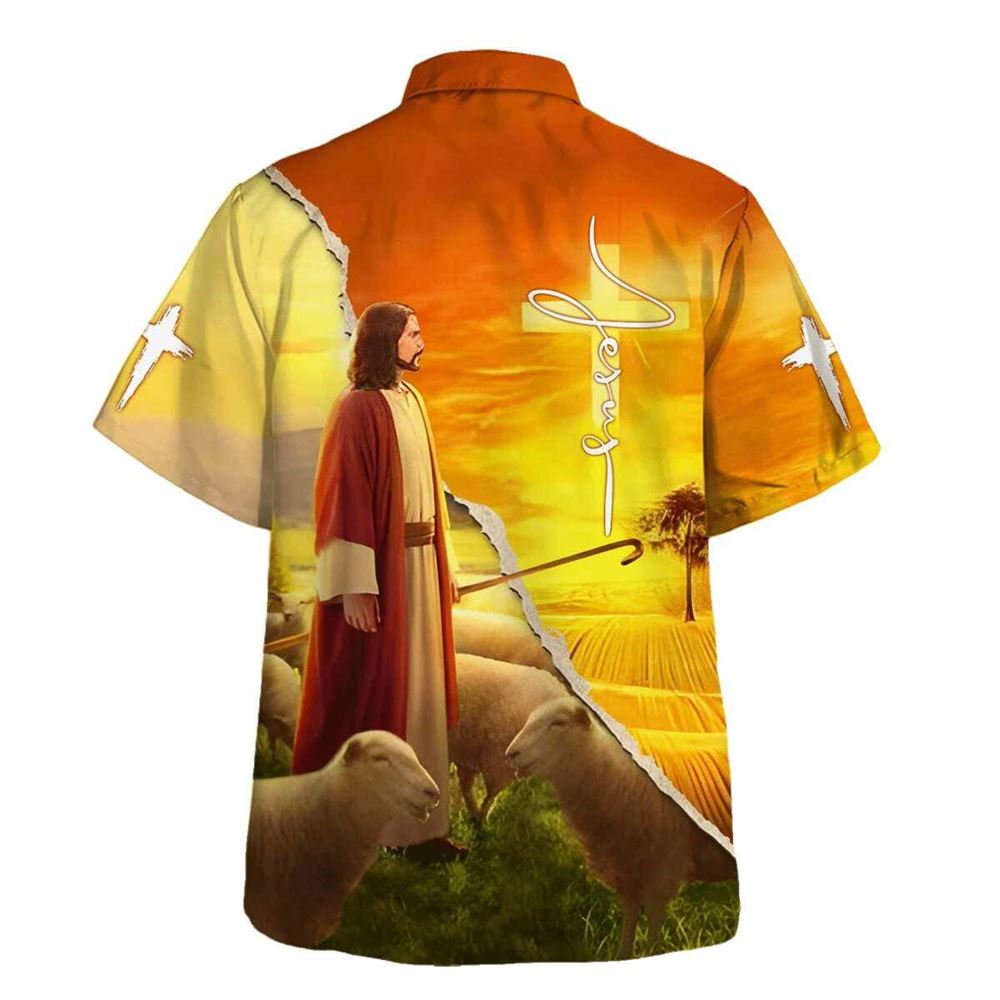 Jesus And The Lamb Hawaiian Shirt For Men, Christian Hawaiian Shirt, Gift For Christian