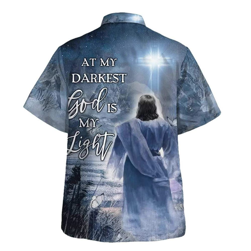 Jesus At My Darkest God Is My Light Hawaiian Shirt For Men, Christian Hawaiian Shirt, Gift For Christian
