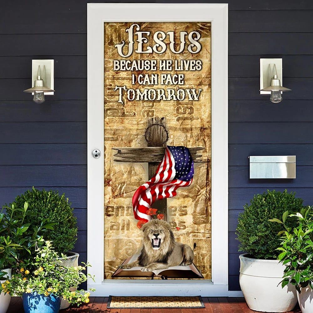 Jesus Because He Lives I Can Face Tomorrow Door Cover, Christian Door Decor, Door Christian Church, Christian Door Plaques