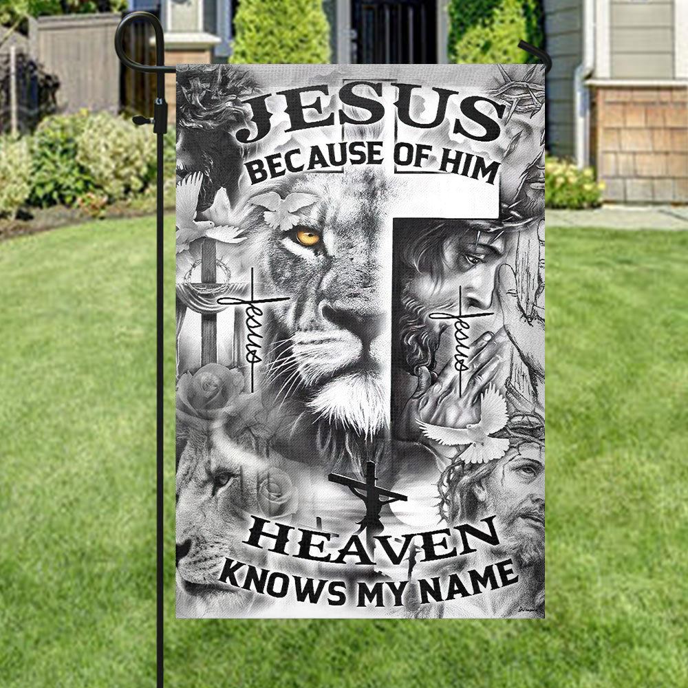 Jesus Because Of Him Flag, Christian's Flag, Garden Decor, Garden Flag Stand, Christian Flag, Scripture Flag, Garden Banner