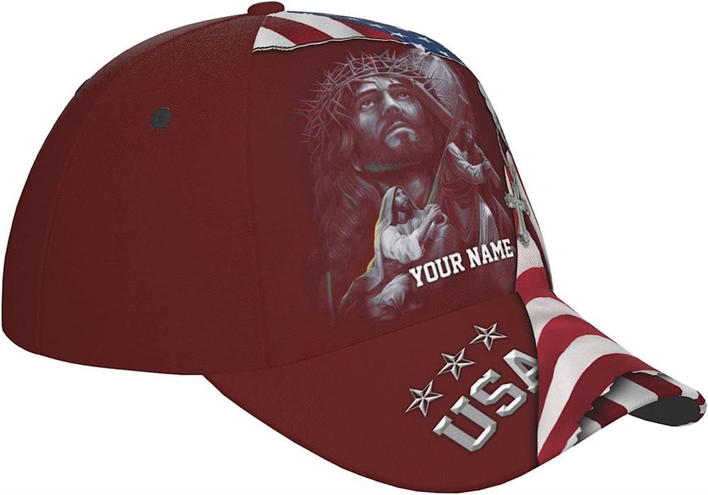 Jesus Christ Carrying The Cross Custom Name All Over Print Baseball Cap, God Cap, Gift Ideas For Male