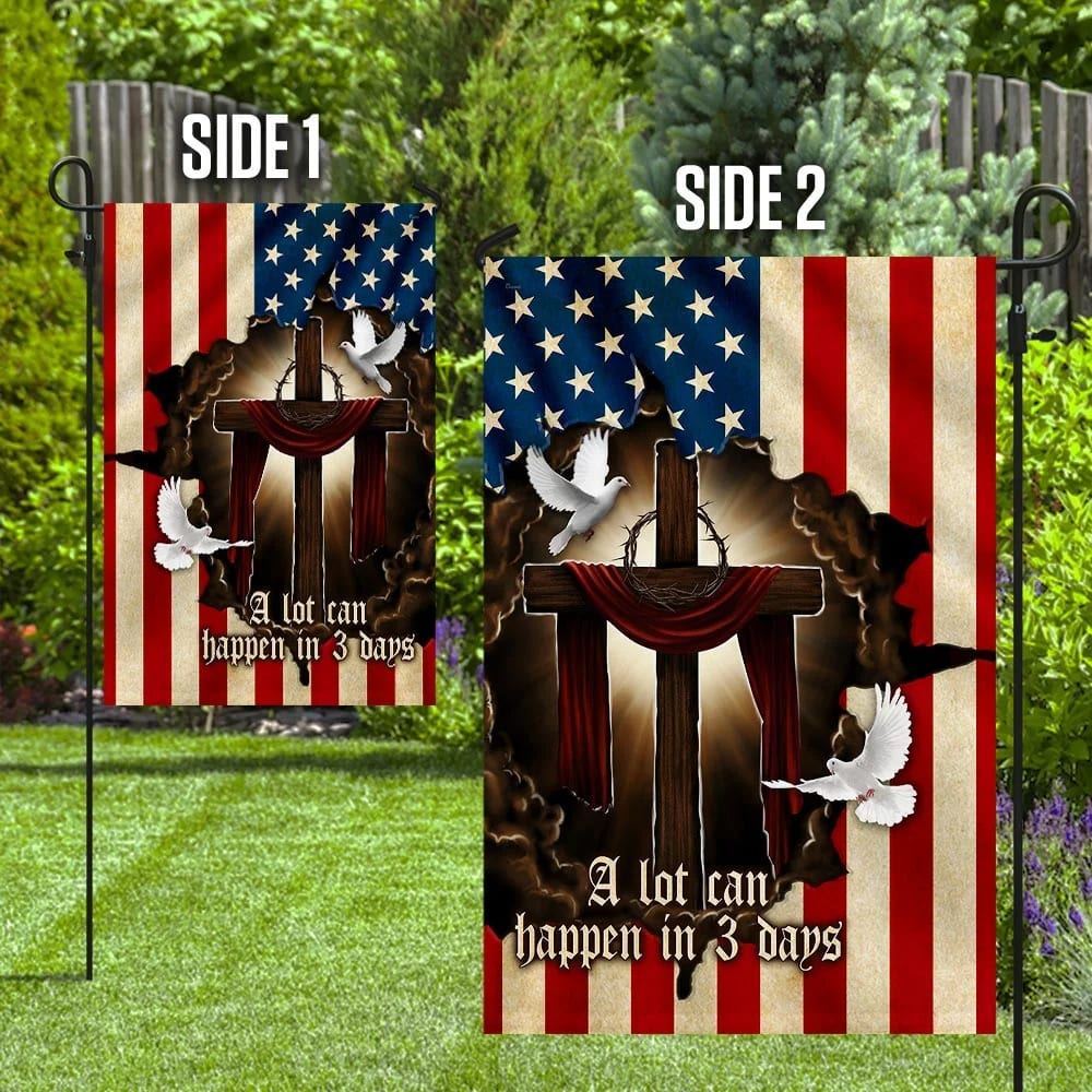 Jesus Christ Cross A Lot Can Happen In 3 Days House Flags, Christian Flag, Scripture Flag, Garden Banner