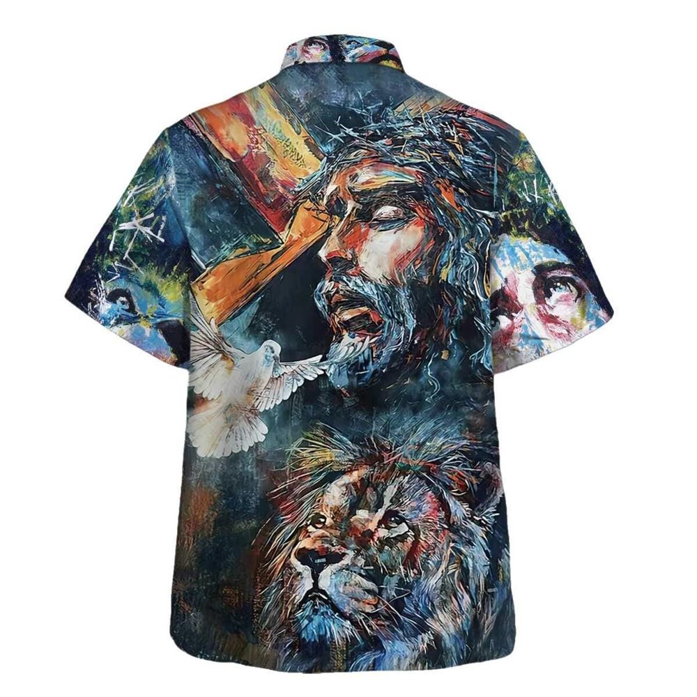 Jesus Christ Lion And Dove Vintage Art Christian Hawaiian Shirt For Men, Christian Hawaiian Shirt, Gift For Christian