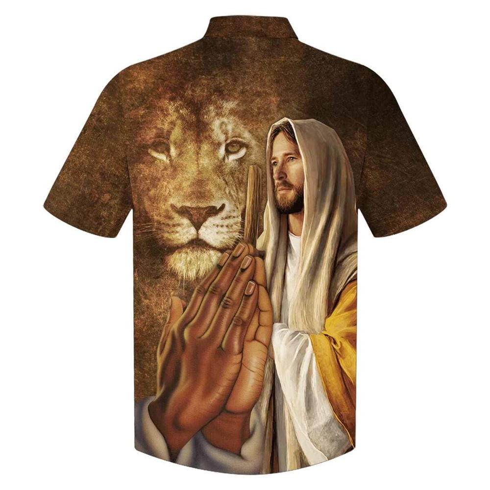 Jesus Christ Prayer Lion Hawaiian Shirt For Men, Christian Hawaiian Shirt, Gift For Christian