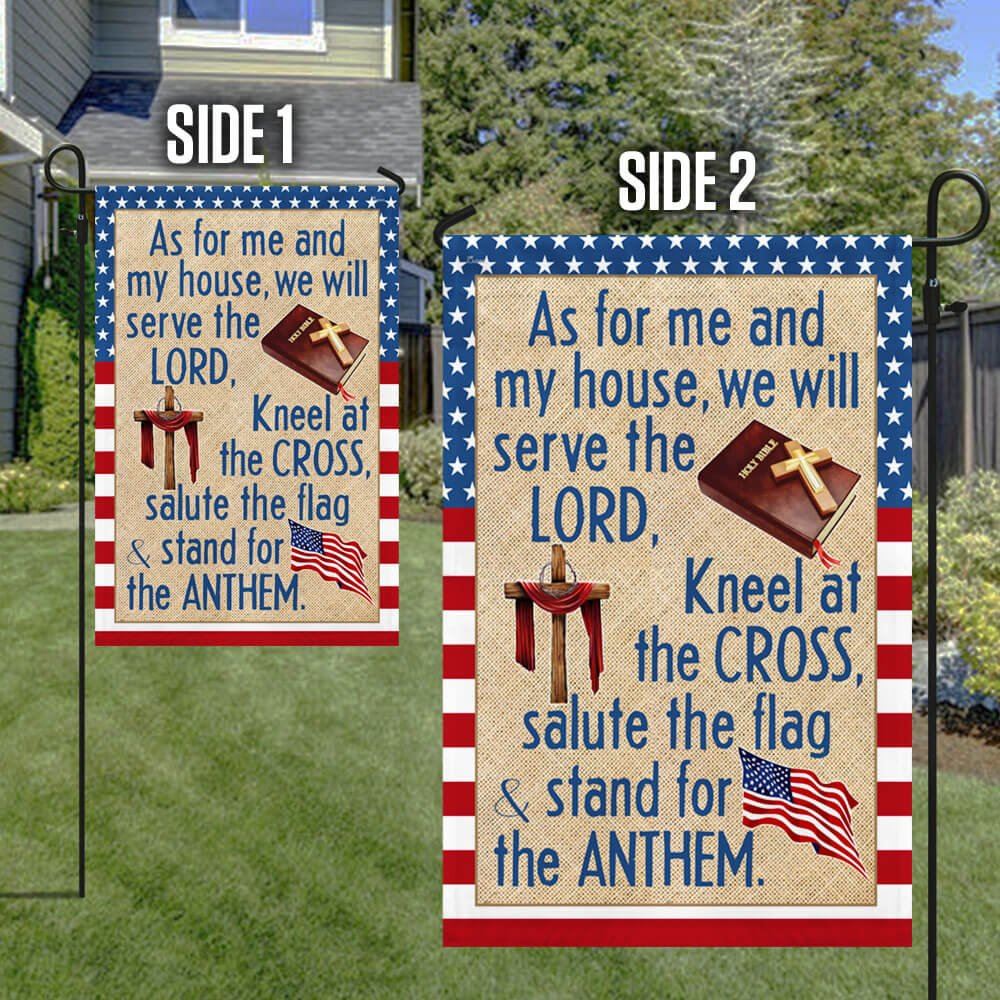 Jesus Christian Cross American Flag, As For Me And My House We Will Serve The Lord House Flags, Christian Flag, Scripture Flag, Garden Banner