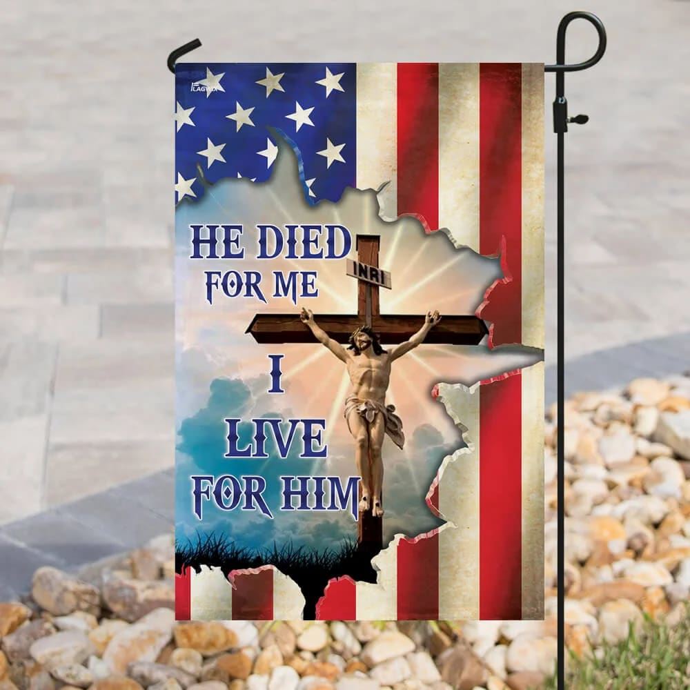 Jesus Christian He Died For Me I Live For Him House Flag, Christian Flag, Christian Flag, Scripture Flag, Garden Banner