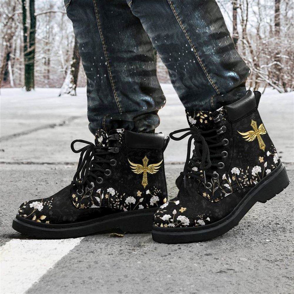 Jesus Cross Wings Boots, Christian Lifestyle Boots, Bible Verse Boots, Christian Apparel Boots