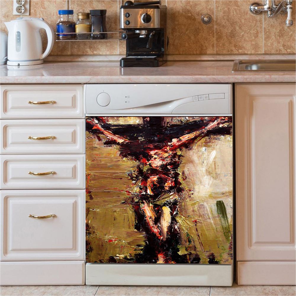 Jesus Died On Cross Dishwasher Cover, Jesus Christ Dishwasher Stickers, Christian Kitchen Decor