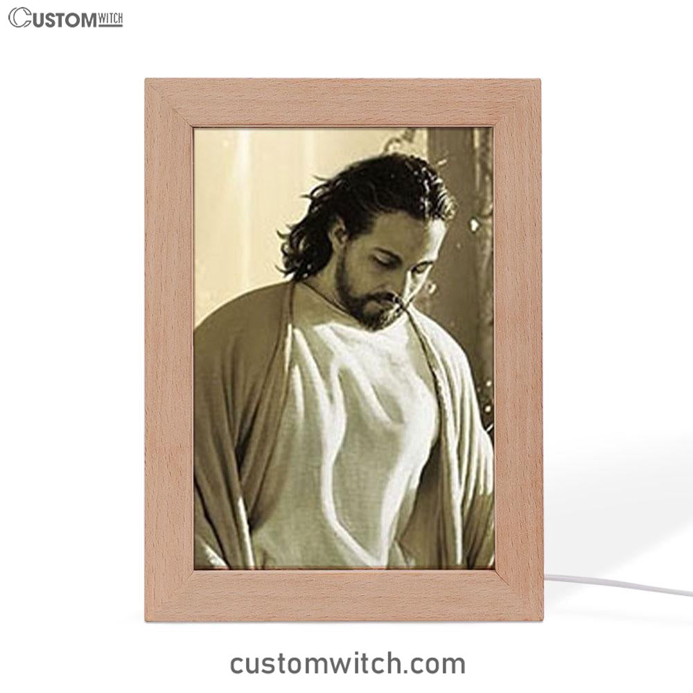 Jesus, Doves, Lambs, Miracle Worker, Light In The Darkness Frame Lamp Poster