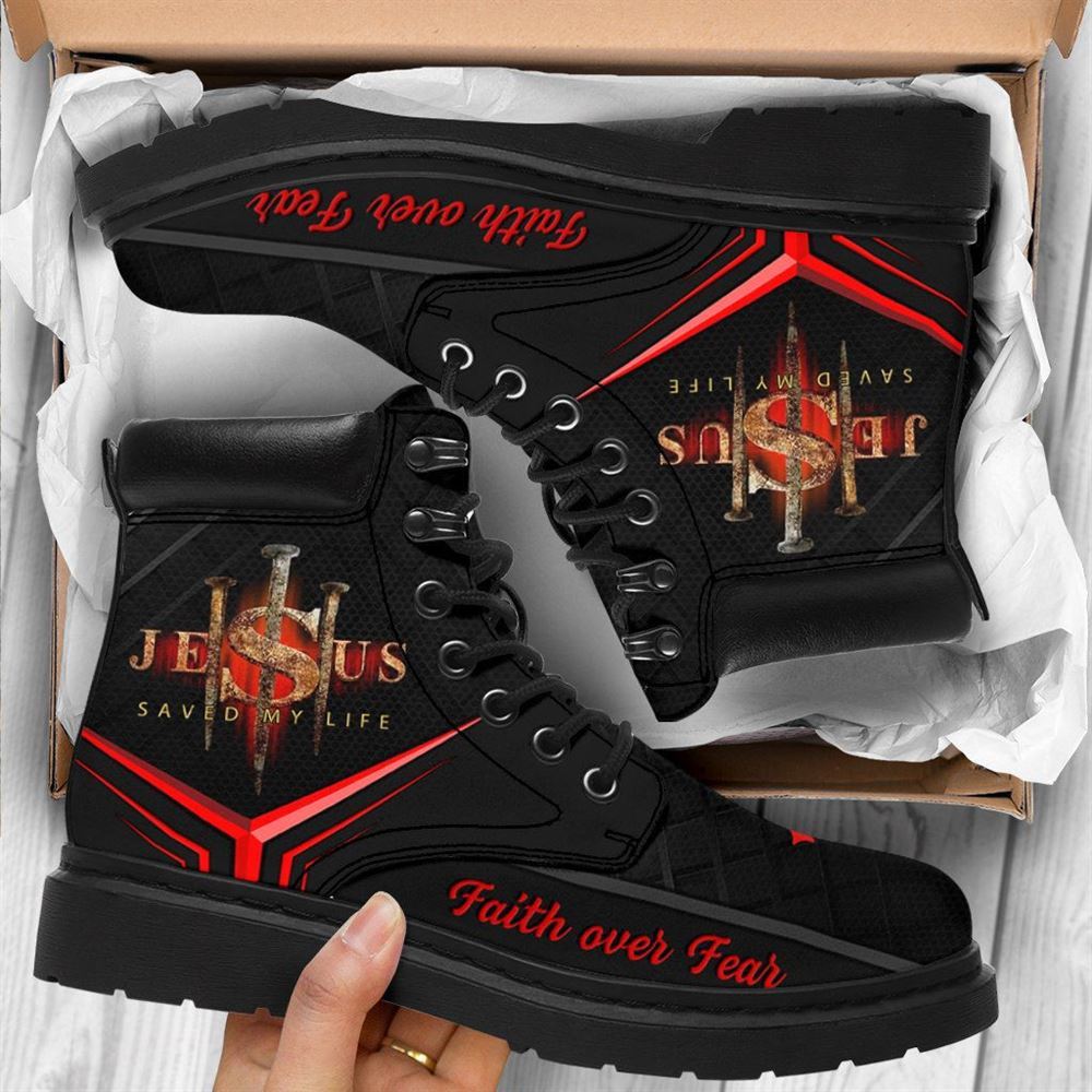 Jesus Faith Over Fear Boots, Christian Fashion Shoes, Christian Lifestyle Boots, Bible Verse Boots, Christian Apparel Boots