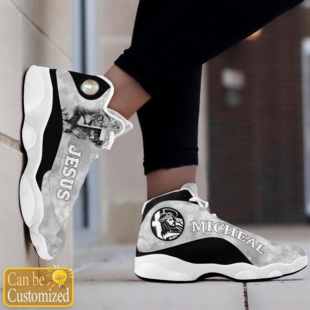 Jesus Gray Lion Custom Name Jd13 Shoes For Man And Women, Christian Basketball Shoes, Gifts For Christian, God Shoes