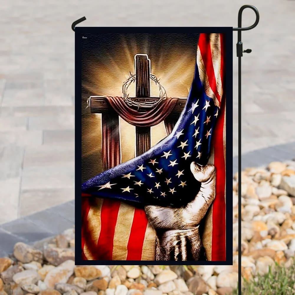Jesus Hand Bright Christian Cross House Flags, Christian Flag, Scripture Flag, Garden Banner