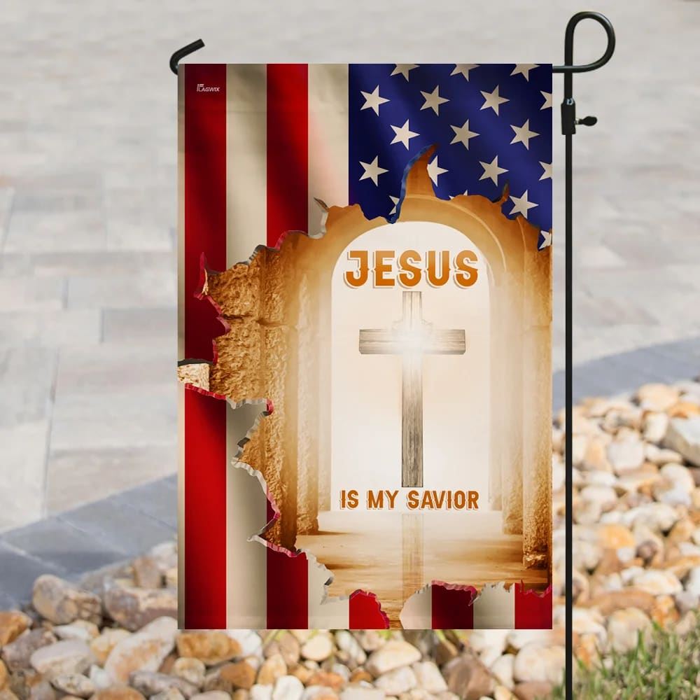 Jesus Is My Savior Christian Cross House Flag, Christian Flag, Christian Flag, Scripture Flag, Garden Banner