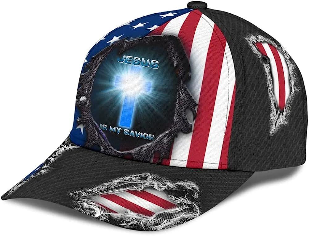 Jesus Is My Savior Cross Light All Over Print Baseball Cap, God Cap, Gift Ideas For Male