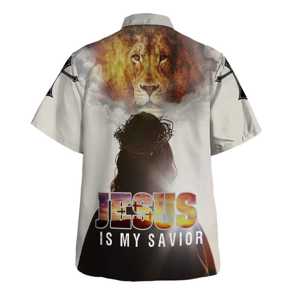 Jesus Is My Savior Jesus And The King Lion Christian Hawaiian Shirt For Men, Christian Hawaiian Shirt, Gift For Christian
