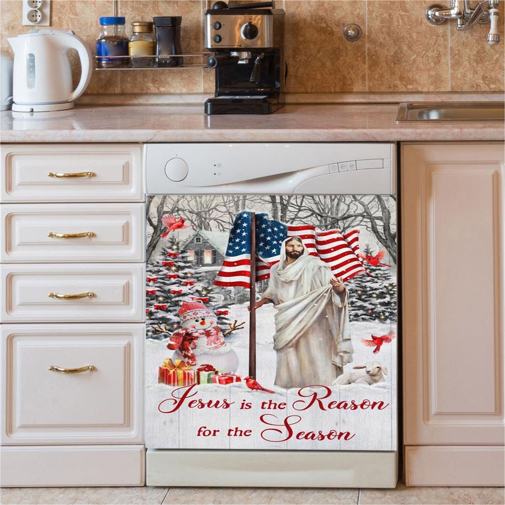 Jesus Is The Reason For The Season Dishwasher Cover, Jesus Christ Dishwasher Stickers, Christian Kitchen Decor