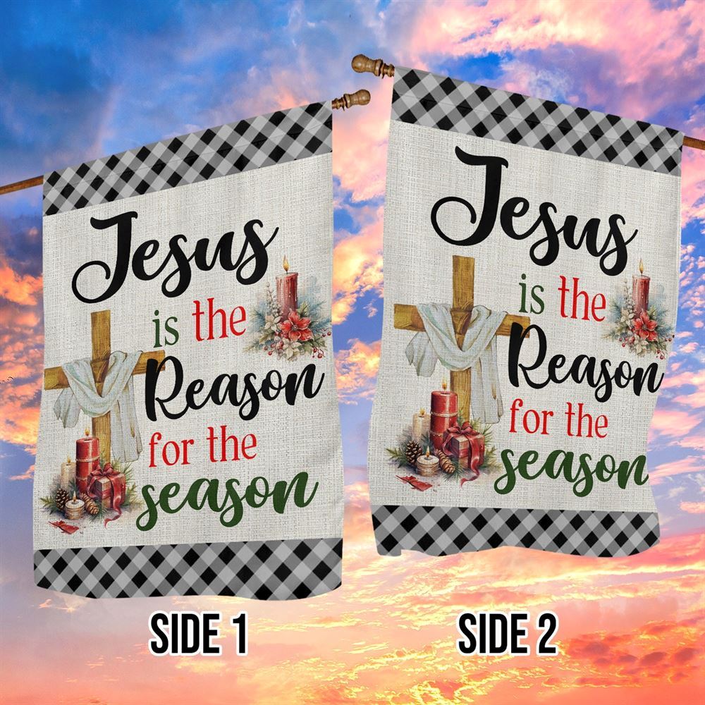 Jesus Is The Reason For The Season Flag, Christian Christmas House Flag, Christmas Outdoor Decor Ideas