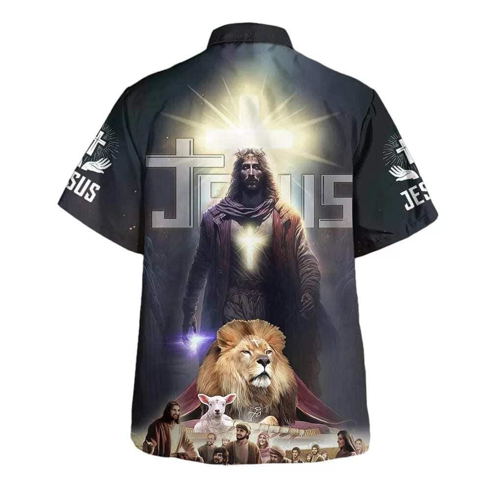 Jesus Lion Lamb With Disciples Christian Hawaiian Shirt For Men, Christian Hawaiian Shirt, Gift For Christian