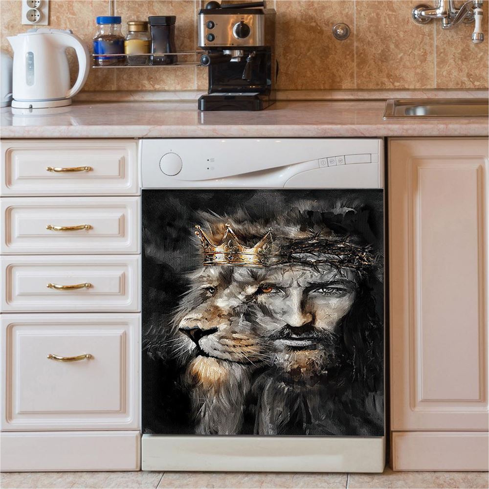 Jesus Lion Of Judah Dishwasher Cover, The Sacrifice Of Jesus Christ Dishwasher Stickers, Christian Kitchen Decor