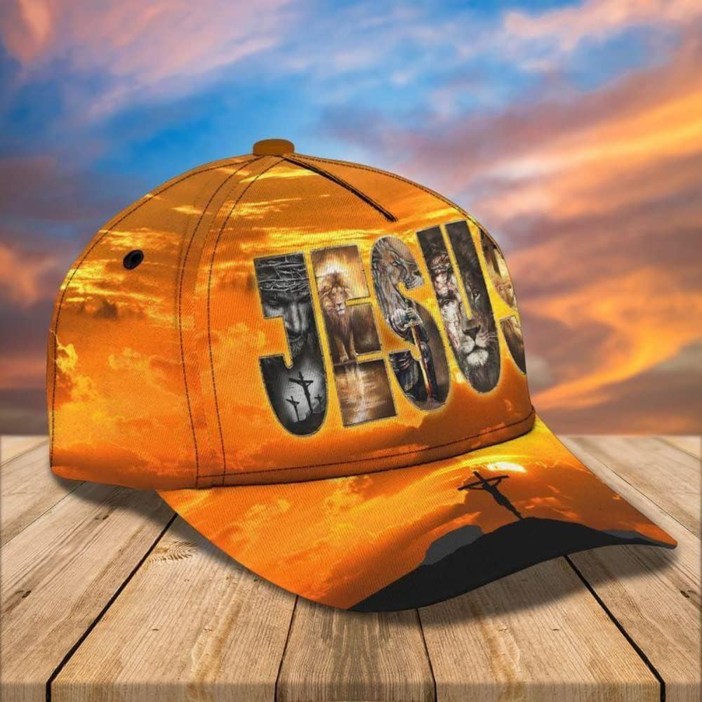 Jesus On The Cross Lion Warrior Classic All Over Print Baseball Cap, God Cap, Gift Ideas For Male