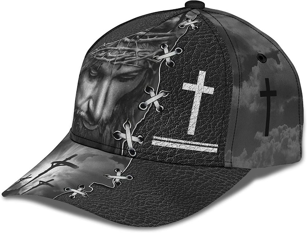 Jesus On The Cross Religion Crown Of Thorn All Over Print Baseball Cap, God Cap, Gift Ideas For Male