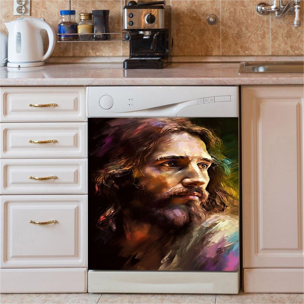 Jesus Painting Dishwasher Cover, Jesus Dishwasher Stickers, Christian Kitchen Decor