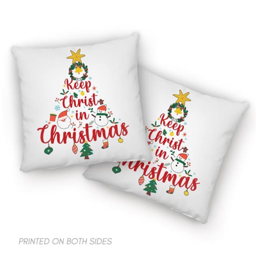 Jesus Pillow, Christian, Christmas Tree Pillow, Keep Christ in Christmas Pillow, Christmas Throw Pillow, Inspirational Gifts